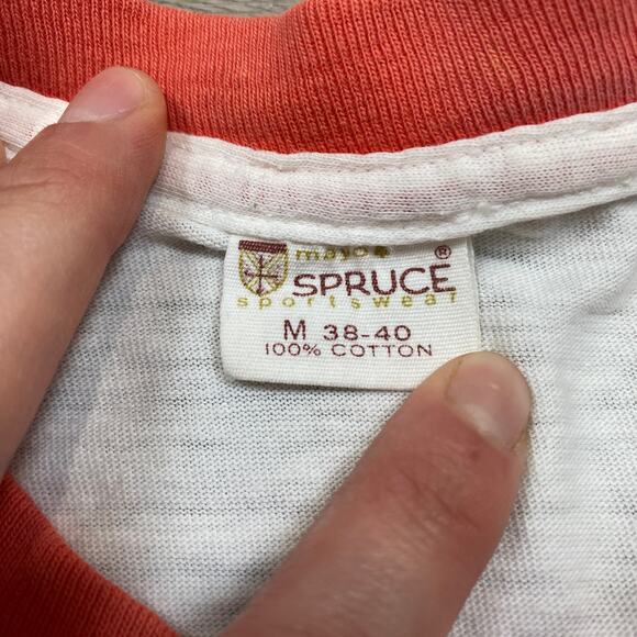 Vintage 60s 70s Mayo Spruce Sawyer Canoes Ringer T Shirt Men's M - Picture 7 of 11